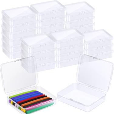 Imagem de Dcocdeely Caixa de giz de cera de plástico com tampa, organizador de giz de cera transparente com suporte de giz de cera, recipientes de armazenamento de giz de cera para artesanato, material de sala