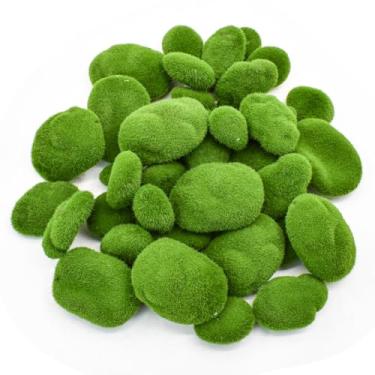 Imagem de Bacucine 30 peças de pedras artificiais de musgo decorativas, 3 tamanhos, bolas de musgo verde falso, decoração para arranjo floral, casamento, decoração de casa, jardim de fadas e artesanato (40)