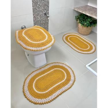 Imagem de Jogo De Banheiro Em Croche 3 Peças Ipê Artesanal (Mostarda)