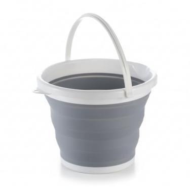 Imagem de Balde Dobrável de Silicone Portátil 5L – Balde Retrátil para Limpeza, Viagem, Camping e Praia (Cinza)