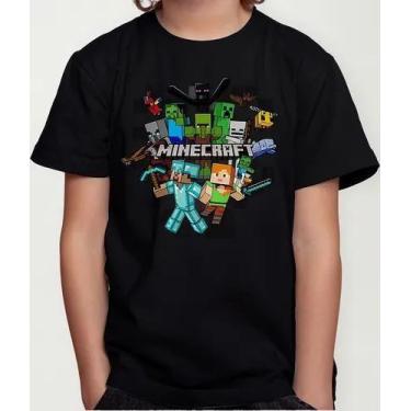 Imagem de Camiseta Camisa Juvenil Infantil Menina Menino Gamer Blocos Mine Roupa