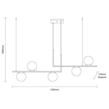 Imagem de Lustre Pendente Jabuticaba Havana Duo L5 Vidro Globo Leitoso