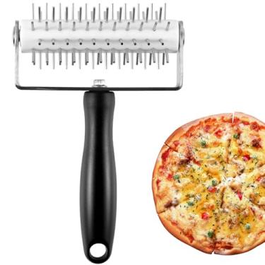 Imagem de Estufa de massa de pizza, aço inoxidável, rolo de pizza com pontas, polivalente, ferramenta de ancoragem de pizza resistente para fazer torta de biscoito de pizza, pastelaria, uso doméstico e