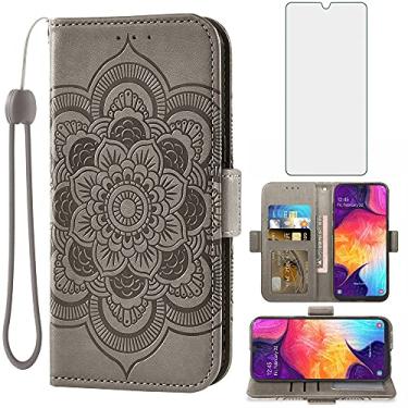 Imagem de Capa carteira compatível com Samsung Galaxy A50 A50S A30S e protetor de tela de vidro temperado, capa flip com porta-cartões, capas para celular Glaxay A 50 50S 30S Gaxaly S50 50A SM A505G feminino