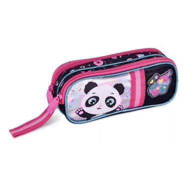 Imagem de Estojo Escolar Triplo Pandinha Preto Com Detalhes Exclusivos