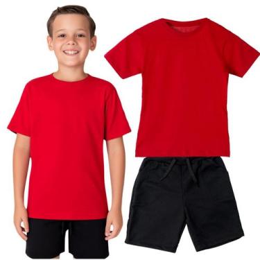 Imagem de Kit Camiseta e Bermuda Short Infantil Menino Roupa Conjunto de Verão J