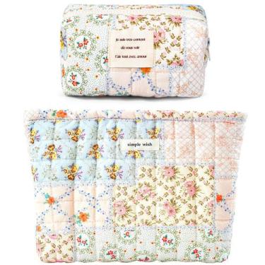 Imagem de Bolsa de maquiagem Sminra Floral Blue Flower - 2 peças de algodão para