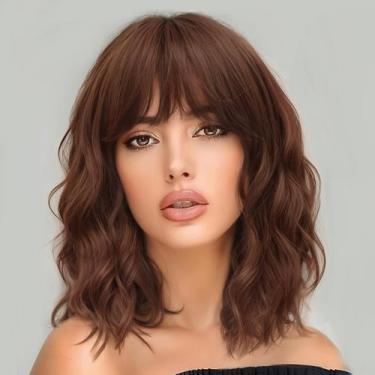 Imagem de Peruca AISI HAIR sintética ondulada encaracolada com franja Ash Auburn