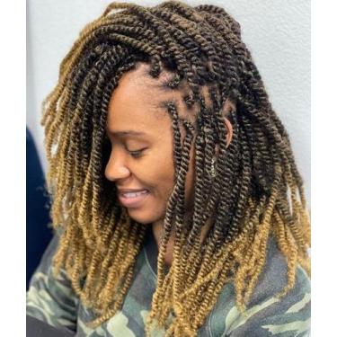 Imagem de Cabelo de crochê ZRQ Micro Twist 30 cm Ombre Light Blonde, 9 pacotes