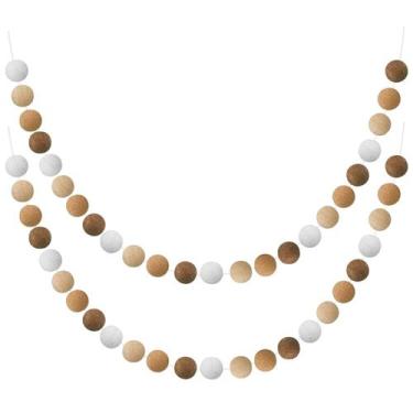 Imagem de Guirlanda de bolas de feltro de lã Boao, 2 peças de pompom colorido de