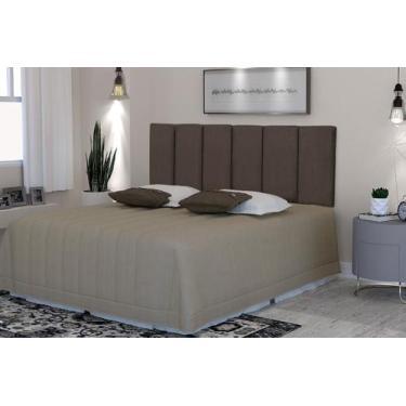 Imagem de Painel Cabeceira de Cama Box 1.40 Suede Marrom Dubai - MOVEIS JR
