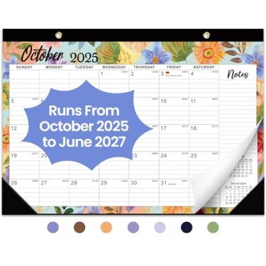 Imagem de Calendário de mesa 2025-2026, calendário de 21 meses de outubro de 2025 a junho de 2027 - Calendário mensal grande de 43 x 30 cm para mesa/parede para escola em casa ou escritório - capricho botânico