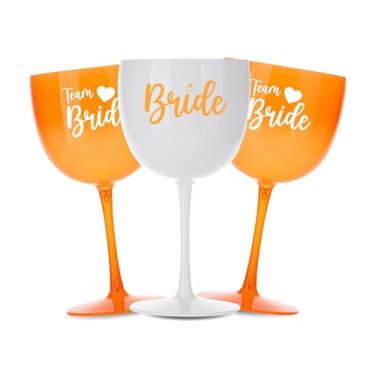 Imagem de Kit 24 Taças Gin Vodka 580ml Acrílica - Personalizadas Chá de lingerie despedida de solteira madrinhas Bride Noiva - Aloha (Taça Laranja - Bride)