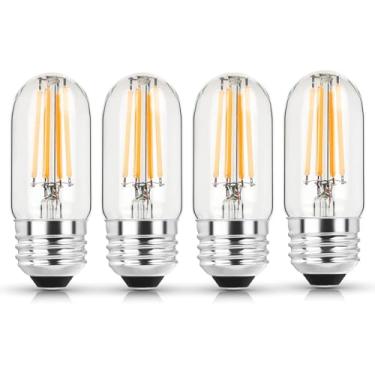 Imagem de NOVELUX Lâmpada LED E26 de 3,2 polegadas equivalente a 60 watts, lâmpadas Edison brancas macias de 2700K reguláveis, AC 120V 600LM T10/T9 lâmpadas de filamento de vidro transparente UL para luminária