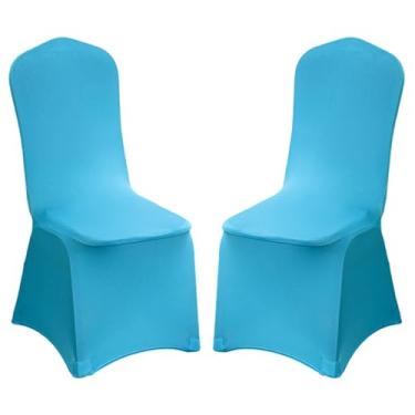 Imagem de Pacote com 2 capas de cadeira dobráveis de elastano elástico, capas removíveis para cadeiras, protetores universais, com bolso elástico para os pés, para festa de casamento, banquete, celebração