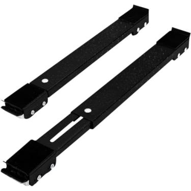 Imagem de Suporte C/Rodinhas Base Ajustável Máquina Lavar Fogão Geladeira Móveis Resistente Reforçado (Preto)