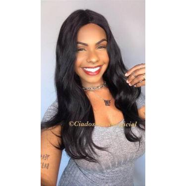 Imagem de Peruca de Cabelo Humano Tuane - 50 cm, Lisa e Levemente Ondulada - Cia
