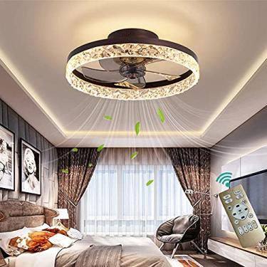 Imagem de Ventilador de teto LED com luz 48W Ventilador de teto ultrassilencioso Iluminação Controle remoto ajustável 3 velocidades Velocidade do vento regulável pode cronometrar luz do ventilador par