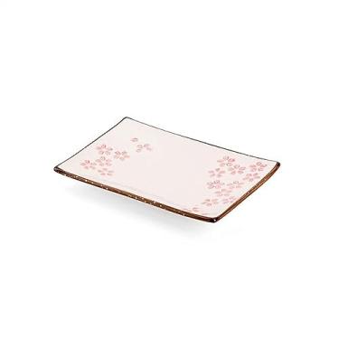 Imagem de Prato de serviço prato de cerâmica doméstico padrão de flor de cerejeira prato de jantar prato de sobremesa prato de iogurte de frutas prato de bolo prato de bolo pratos de mesa de restaurante (cor