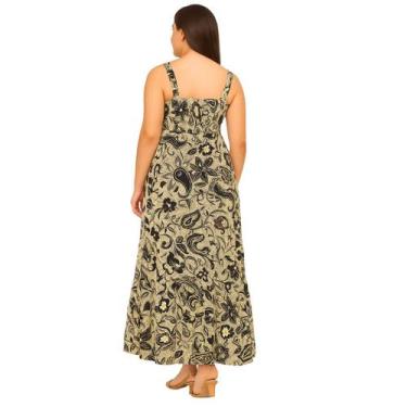 Imagem de Vestido Longo Indiano Vih Triny Estampa Linha Premium, M, Bege