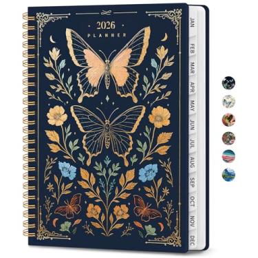 Imagem de Agenda 2026 – Agenda semanal e mensal, janeiro de 2026 a dezembro de 2026, agenda de calendário 2026 com encadernação em espiral, bolso interno, perfeito para material escolar de escritório em casa