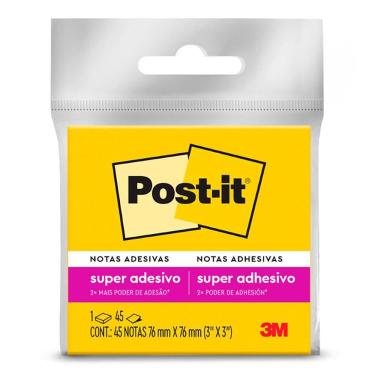 Imagem de Bloco Post it amarelo neon 76x76mm 45 fls 3M