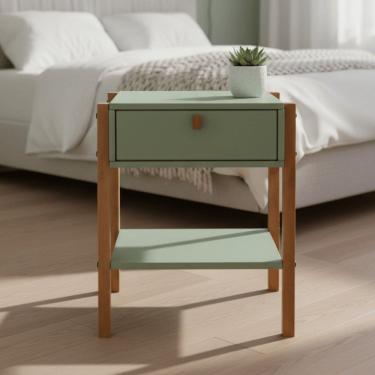 Imagem de Mesa de Cabeceira 1 Gaveta Madeira Maciça Flórida Verde