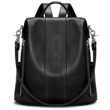 Imagem de Mochila Feminina de Couro Conversível para Bolsa de Ombro, S ZONE, Preta