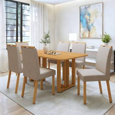 Imagem de Conjunto Sala de Jantar 6 Lugares Retangular Tampo MDF Mesa Bold e Cad