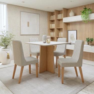 Imagem de Conjunto Sala de Jantar 4 Lugares Quadrado Tampo MDF Mesa Celebrare co