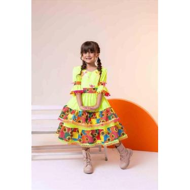 Imagem de Vestido Junino Luxo Roça Animada para Crianças - Fabuloso Ateliê, 8, P