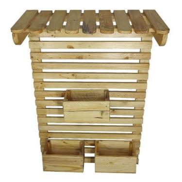 Imagem de Jardineira de Madeira Pallet 80x120 com 3 Cachepots para Plantas - PAL