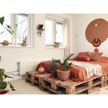 Imagem de Cama Pallet Casal 240x160x30 cm - Móvel Artesanal de Madeira Reaprovei