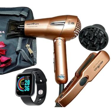 Imagem de Kit Mini Secador De Cabelo Britania 1200w Difusor Chapinha Titanium Pe