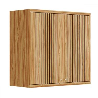 Imagem de Armário Aéreo de Cozinha 80 Cm Sauvignon 2 Portas 1 Prateleira 100% Mdf Amêndoa - Rio Doce