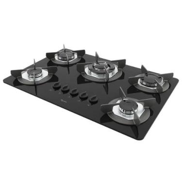Imagem de Cooktop Terim Safe Ferro Fundido 5 Bocas Tripla Chama Glp Preto Bivolt