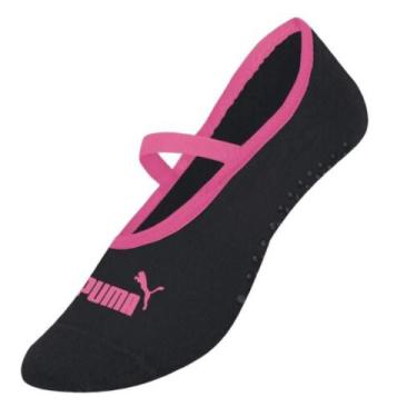 Imagem de Meia Puma Antiderrapante Pilates 4705.001, Preto, Pink fluor, 34-39