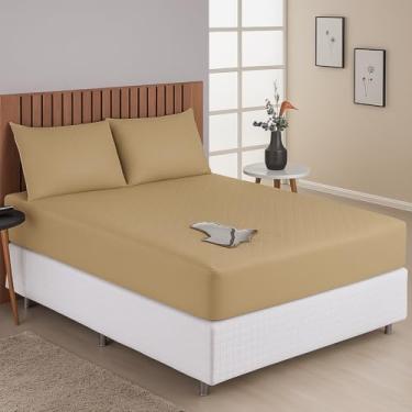Imagem de Capa Para Colchão Protetor Impermeavel Silencioso Matelado Antibacteriano Antialérgico Varios Tamanhos Casal Padrão Queen King Size Solteiro (Caqui, Queen)