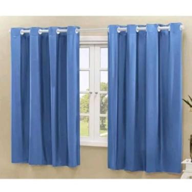 Imagem de Cortina Blackout PVC Vedação Total de Luz Para Sala e Quarto com Ilhós Cromado(Azul,1,10 x 1,30)