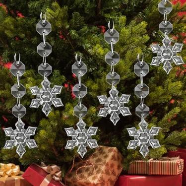 Imagem de Enfeite de cristal transparente, tira de gelo de Natal, flocos de neve, gotas de água, pingentes pendurados, decoração de árvore de Natal (5 peças, estilo 2)