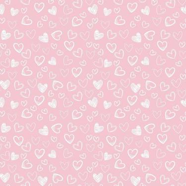 Imagem de Tecido Tricoline Corações Rabisco Fundo Rosa - Peripan - 50 x 150 cm -