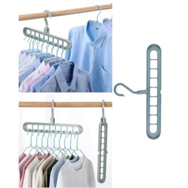 Imagem de Organizador de cabide dobrável de plástico para armário de camisas, economia de espaço com 9 furos, cabide dobrável para guarda-roupa, 1 pacote