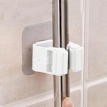 Imagem de Suporte de esfregão à prova d'água montado na parede, suporte multiuso para vassoura, banheiro, cozinha, acessórios, branco