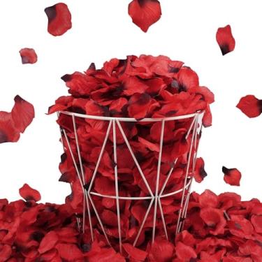 Imagem de 1000 peças de pétalas de rosa de seda, pétalas de flores artificiais, pétalas de rosa falsas para noite romântica, casamento, decoração de flores de aniversário de casamento (grande ponto vermelho