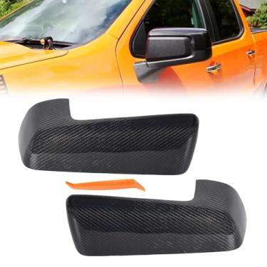 Imagem de Capa de espelho retrovisor compatível com Chevy Silverado e GMC Sierra 2019-2023, substituição de tampas de espelho lateral de fibra de carbono real para esquerda e direita