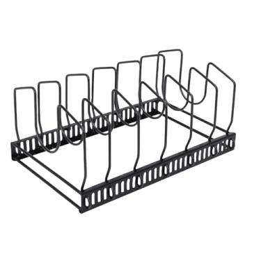 Imagem de TOPINCN Organizador de Rack de Panelas Ajustável para Armário de Cozinha Com 7 Divisórias, Suporte para Placa de Corte Solução de Armazenamento de Panelas Resistentes para Organizadores (Preto)