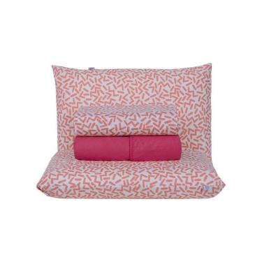 Imagem de Jogo De Lençol 4 Peças Casal Percal 180 Fios Homme 60% Algodão 40% Poliéster - Gummy Pink