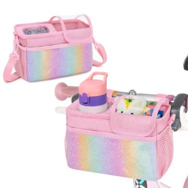 Imagem de Cesta de bicicleta infantil GRAOSO 22x11x15cm com porta-copos rosa