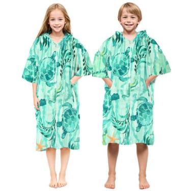 Imagem de Toalha Abahub Surf Poncho Quick Dry, com capuz, tartaruga verde