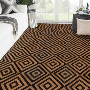 Imagem de Tapete externo Ridota, palha de plástico, padrão de diamante, 274x366c